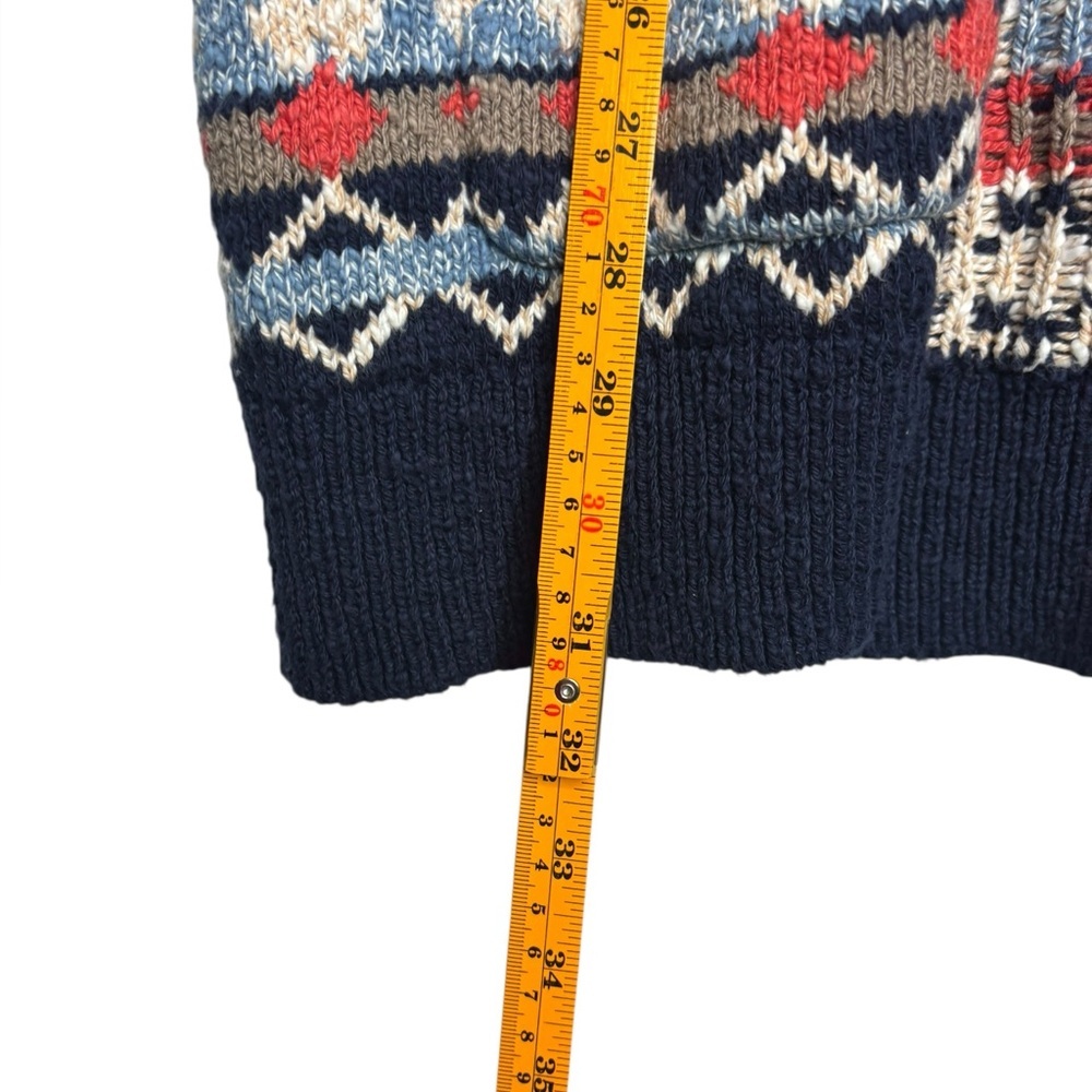 L.L.Bean Open Front Knit Abstract Long Cardigan Cotton Size Medium - Picture 10 of 11